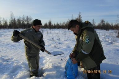 Пробы снега, почвы и воды взяли в районах падения ракетоносителей в Якутии со страницы Минприроды РС (Я) на Фэйсбук